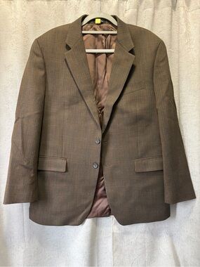 Ralph Lauren Brown Two-Button Sport Coat Blazer 100% wool PURE NEW WOOL 42R
